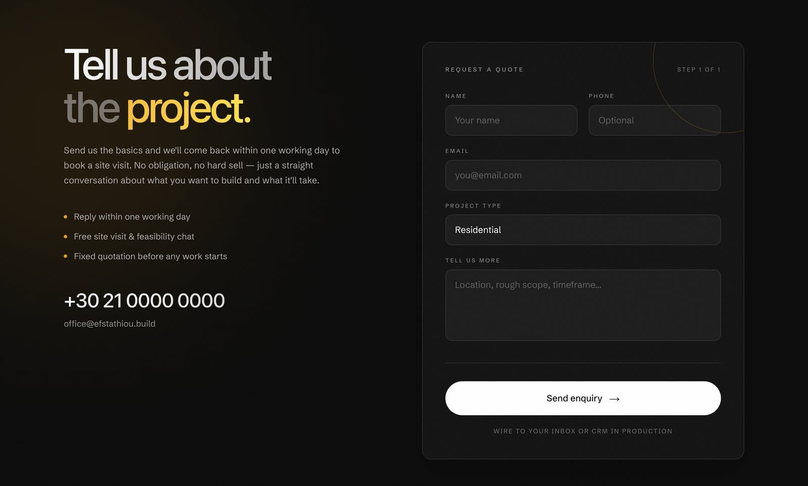 Preview of the Contact Section + Footer section